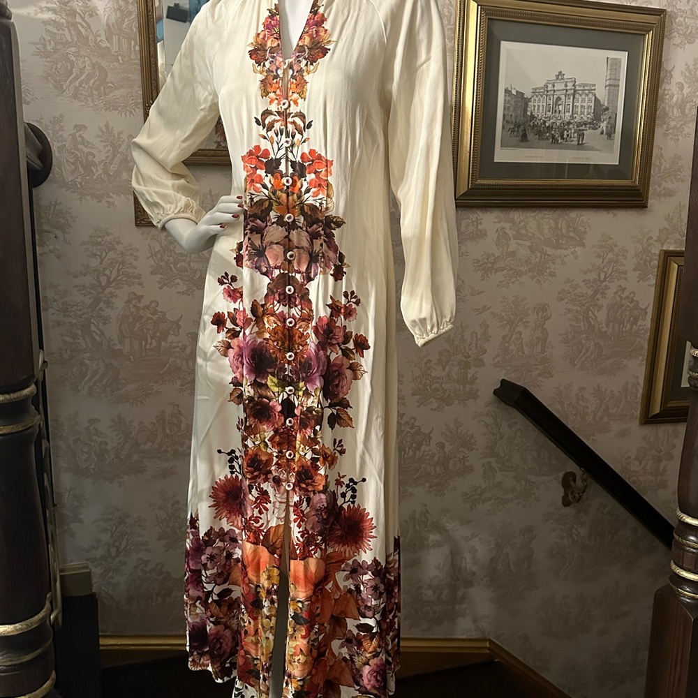Soft surroundings Fall inspired midi long sleeve dress.